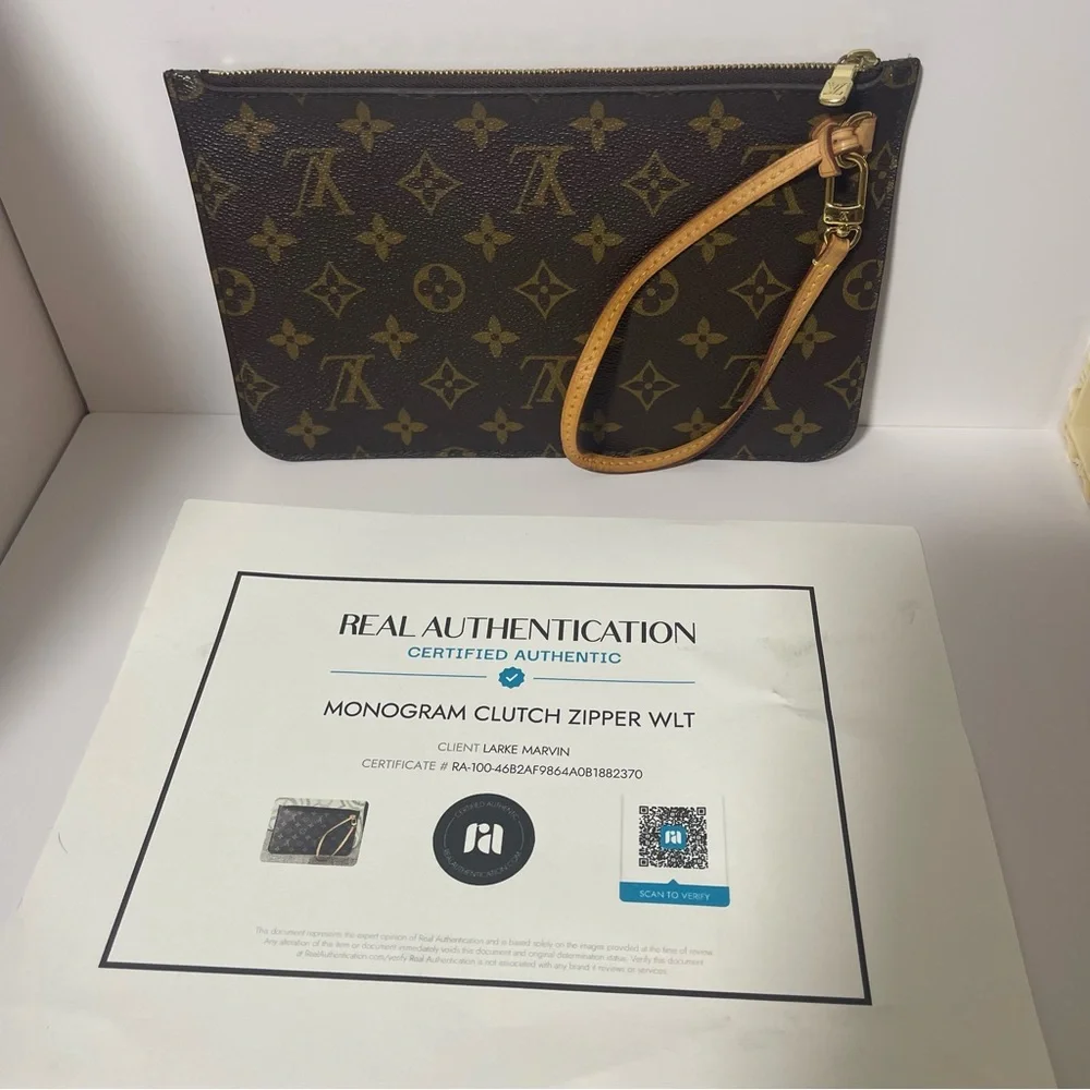 Louis Vuitton Neverfull Monogram Clutch Large 💎 AUTHENTICATED 💎 Serial SD4163 - Picture 16 of 16